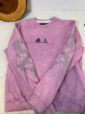 Blind Rooster dragon purple tie dye sweatshirt embroidered “Fly up” Men’s Large